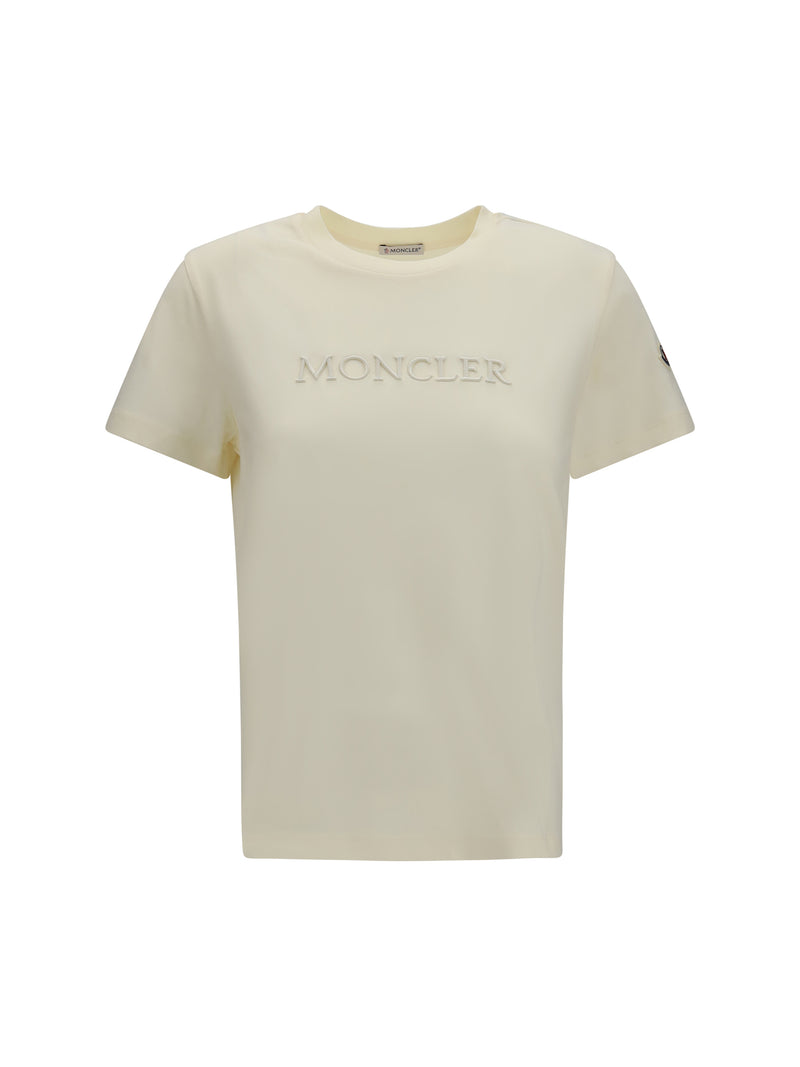 Moncler Moncler Cotton T-shirt with Embroidered Logo White - World Class Fashion