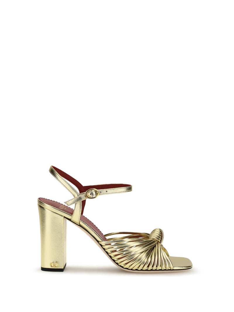 Valentino Garavani Valentino Garavani Annet Leather Sandals Antique Brass Light - World Class Fashion