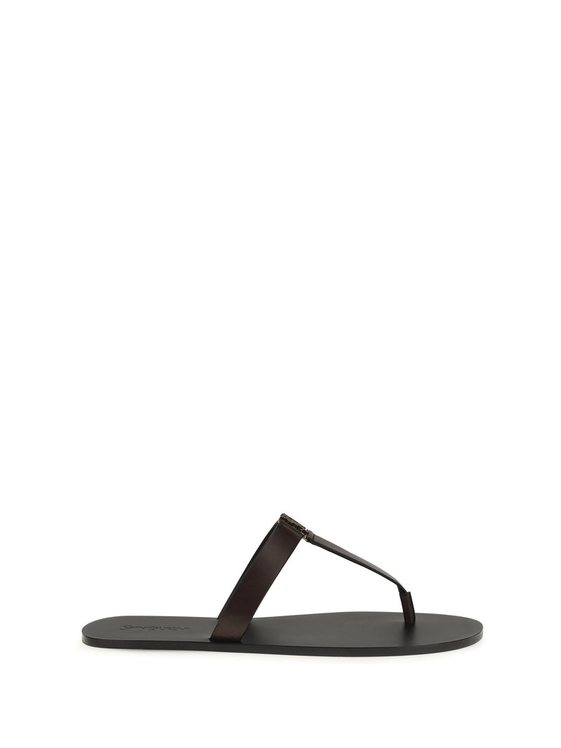Saint Laurent Saint Laurent Babylone Thong Sandals Coffee - World Class Fashion