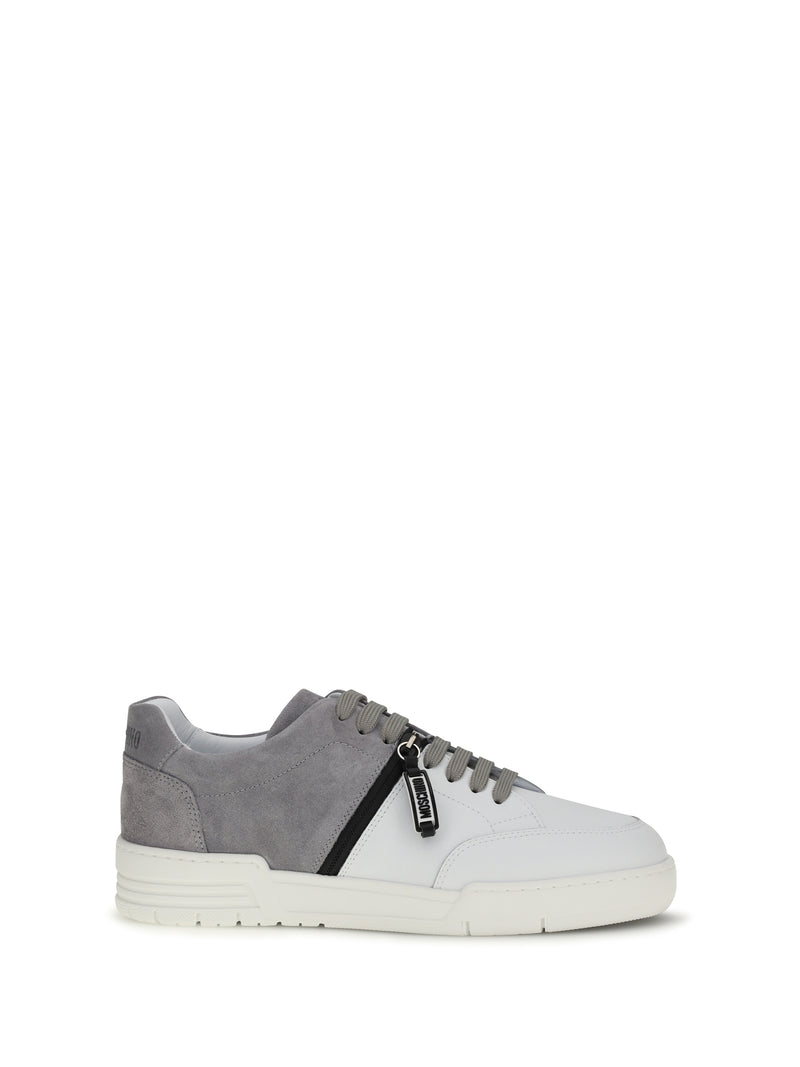 Moschino Moschino Leather Sneakers Grigio+Bianco+Nero Men - World Class Fashion