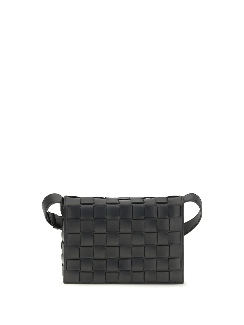 Bottega Veneta Bottega Veneta Orto Messenger Crossbody Bag Black - World Class Fashion