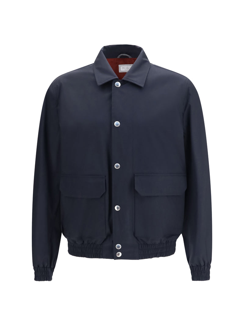Brunello Cucinelli Brunello Cucinelli Silk and Wool Jacket Navy+Rubino - World Class Fashion