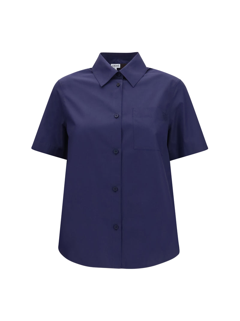 Loewe Loewe Short-sleeve Cotton Shirt Navy Blue Women - World Class Fashion