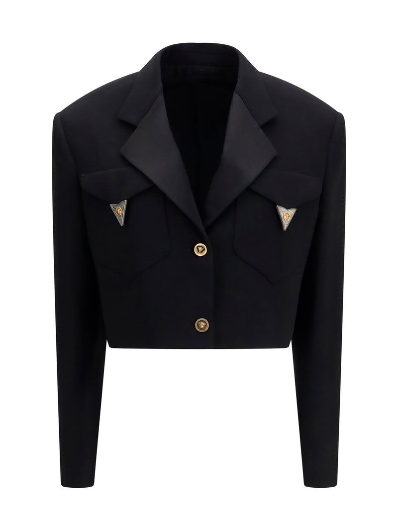 Versace Versace Cropped Wool Blazer Black Women - World Class Fashion