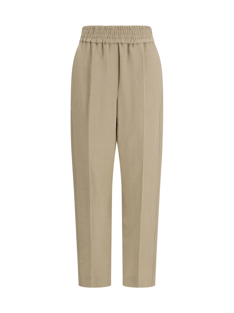 Brunello Cucinelli Brunello Cucinelli Cotton Trousers Sandshell Women - World Class Fashion