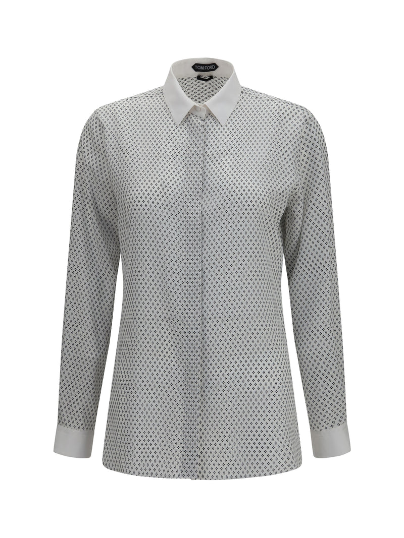 Tom Ford Tom Ford Diamond Print Silk Shirt Off White/Black - World Class Fashion
