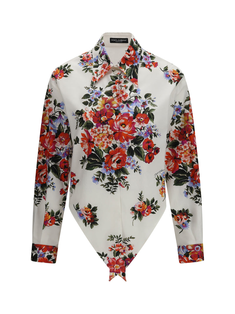Dolce & Gabbana Dolce & Gabbana Cotton Shirt With Bouquet Print - World Class Fashion