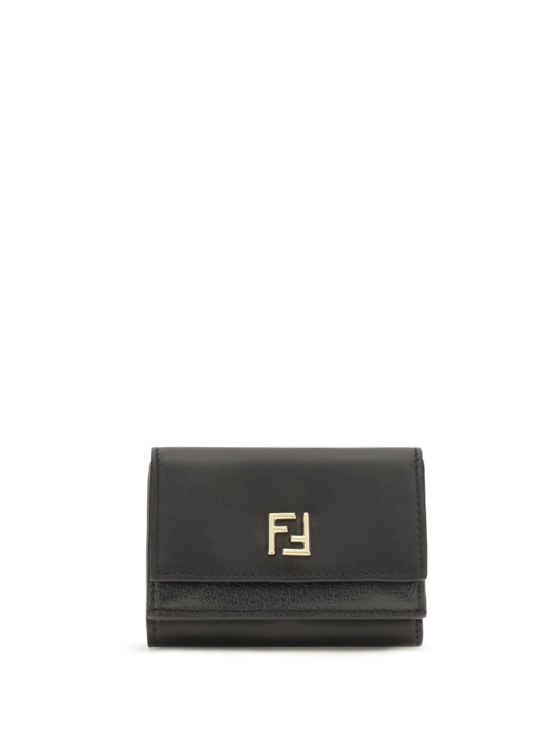 Fendi Fendi FF Mini Trifold Leather Wallet Taupe - World Class Fashion