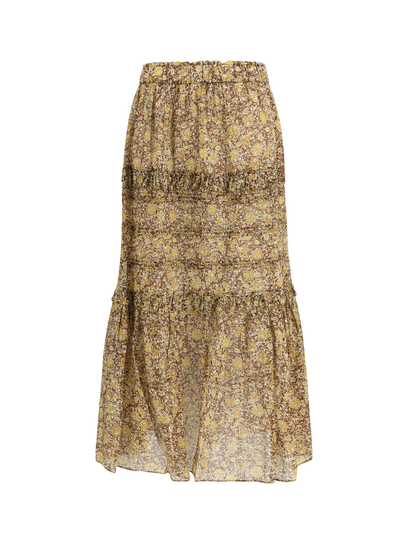 Marant Étoile Marant Étoile Volomia Long Ruffled Skirt Khaki - World Class Fashion
