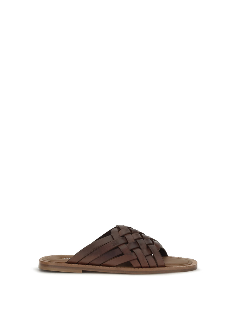 Miu Miu Miu Miu Leather Sandals Caffe Women - World Class Fashion