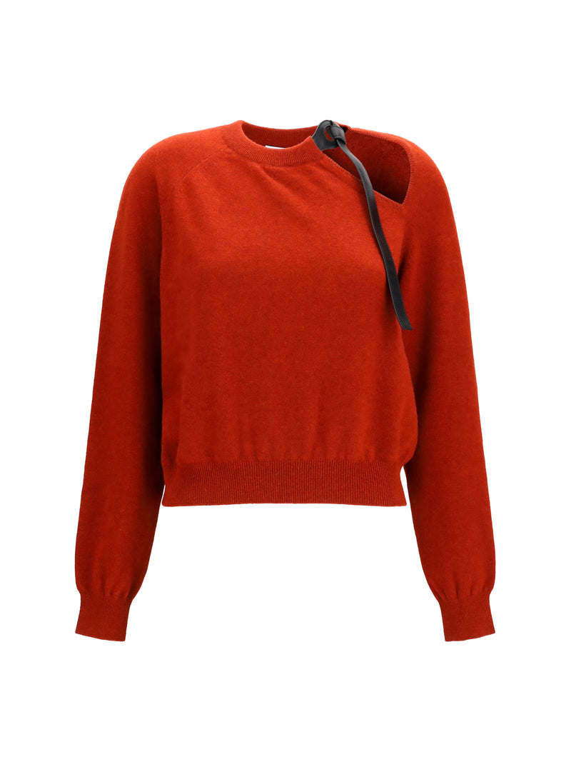 Ferragamo Ferragamo Crewneck Sweater with Cut-out Detail Brick - World Class Fashion