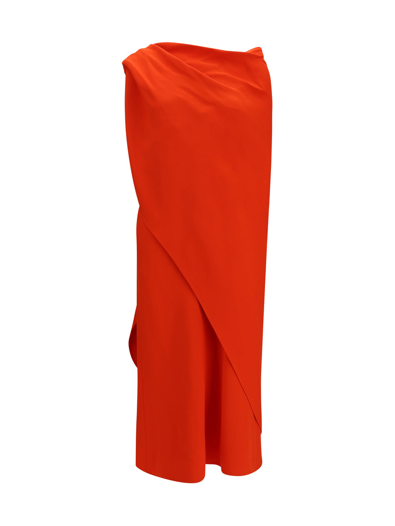 Balenciaga Balenciaga Draped Silk Midi Dress Sunset Red - World Class Fashion