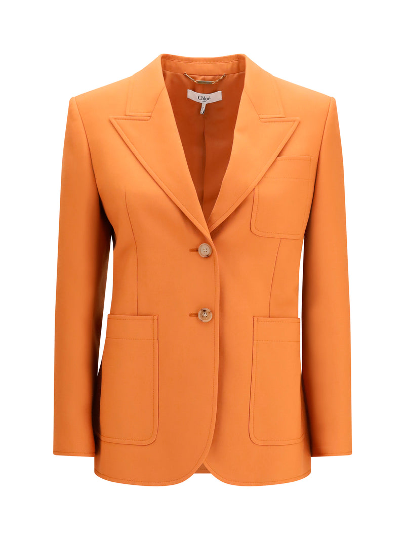 Chloe Chloé Straight-cut Wool Gabardine Blazer Tannish Red - World Class Fashion