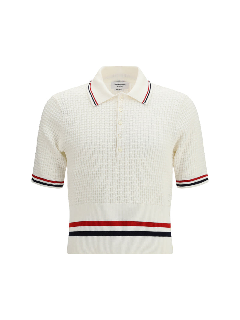 Thom Browne Thom Browne Woven Cotton Polo White Men - World Class Fashion