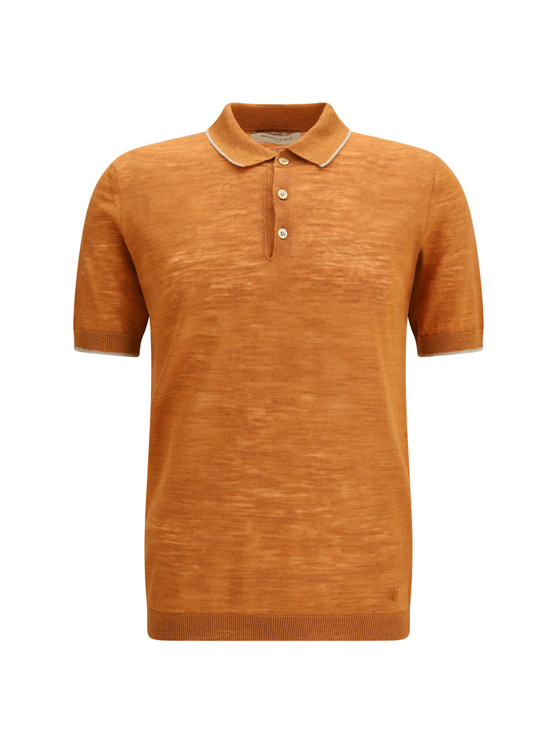 Brooksfield Brooksfield Linen Blend Polo Fox - World Class Fashion