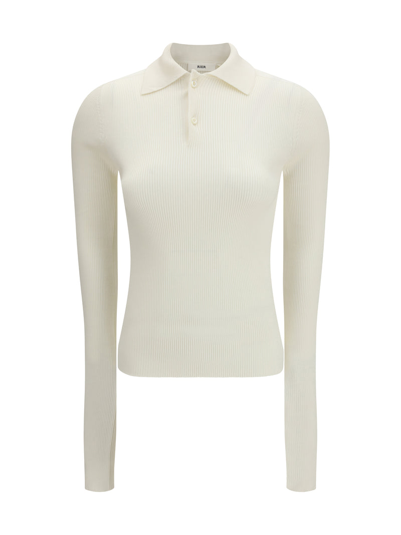 Rier Rier Long-Sleeve Silk Polo White Women - World Class Fashion