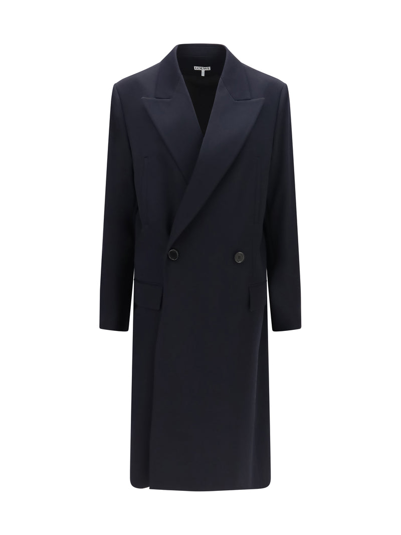 Loewe Loewe Wool Coat Dark Navy Women - World Class Fashion
