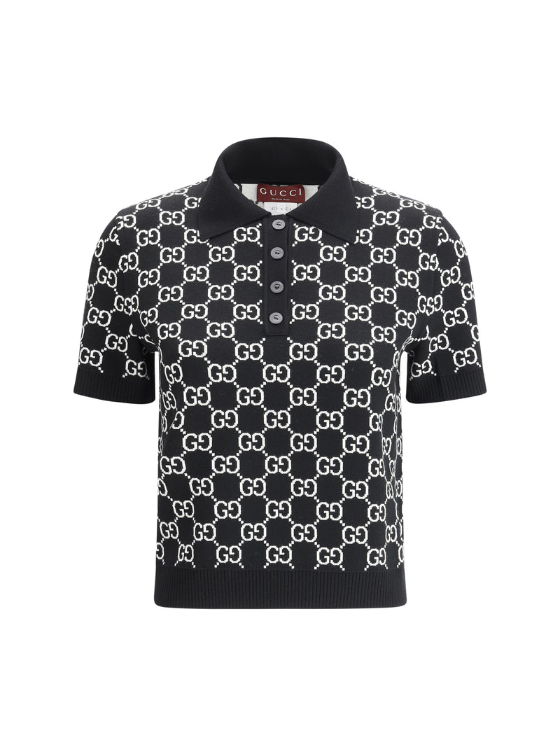 Gucci Gucci GG Wool Jacquard Polo Top Black/White - World Class Fashion