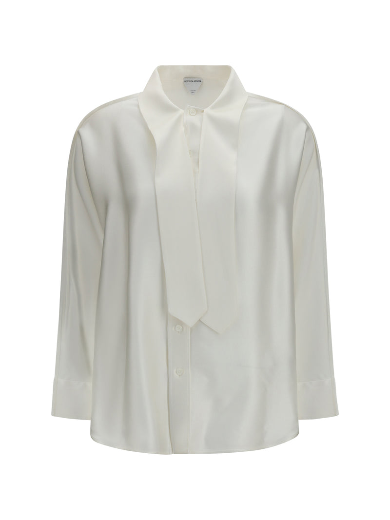 Bottega Veneta Bottega Veneta Oversized Fluid Silk Satin Shirt Chalk - World Class Fashion
