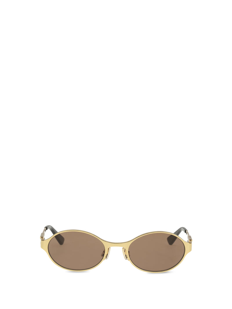 Bottega Veneta Bottega Veneta Oval Sunglasses Gold-Gold-Brown - World Class Fashion