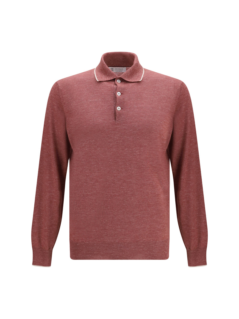 Brunello Cucinelli Brunello Cucinelli Cashmere Silk Hemp Polo Coral Men - World Class Fashion