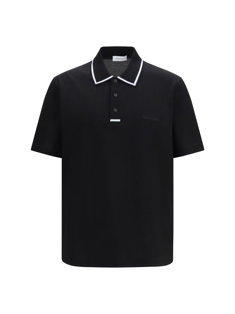 Ferragamo Ferragamo Stripe-detail Polo Shirt BLK/W.DENIM/WHT/N.NAVY - World Class Fashion