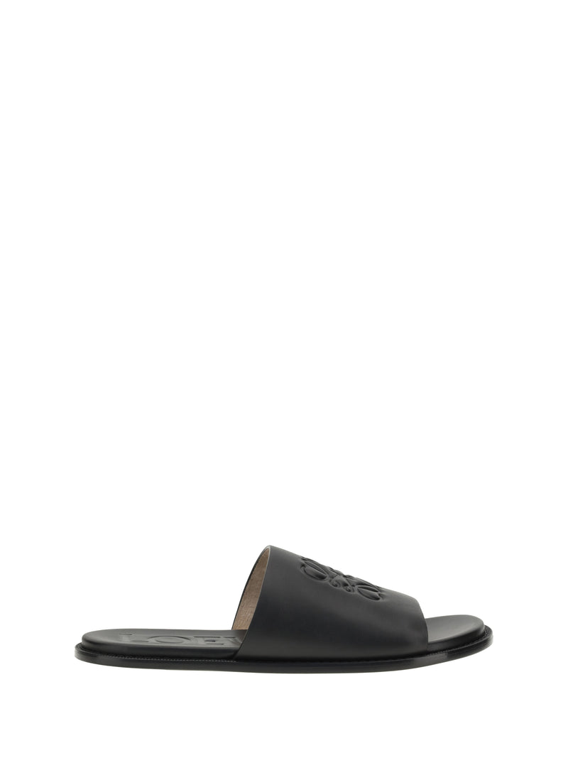 Loewe Loewe Slide Anagram Flex Sandals Black - World Class Fashion