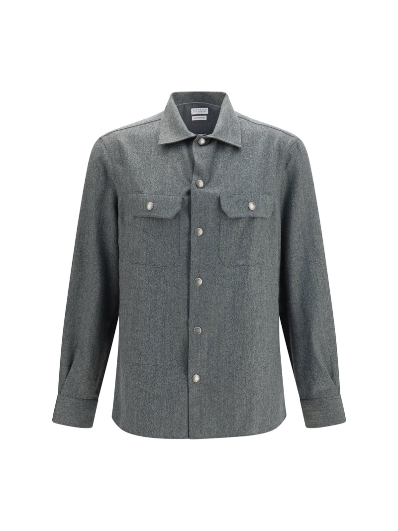 Brunello Cucinelli Brunello Cucinelli Virgin Wool Shirt Forest Green - World Class Fashion