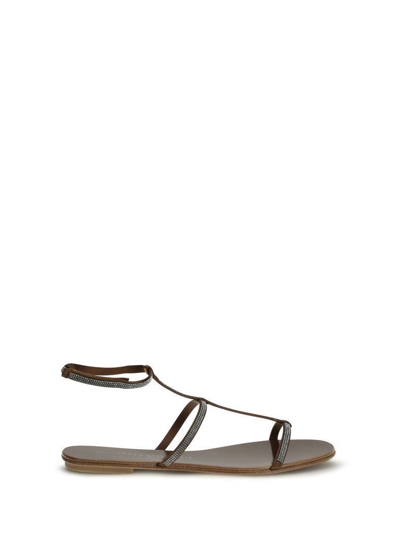 Pedro García Pedro García Enola Rhinestone Sandals Nutmeg Satin - World Class Fashion