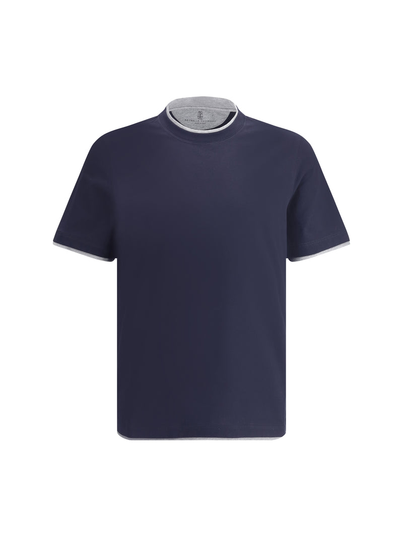 Brunello Cucinelli Brunello Cucinelli Cotton T-shirt Cobalto+Grigio Medio - World Class Fashion