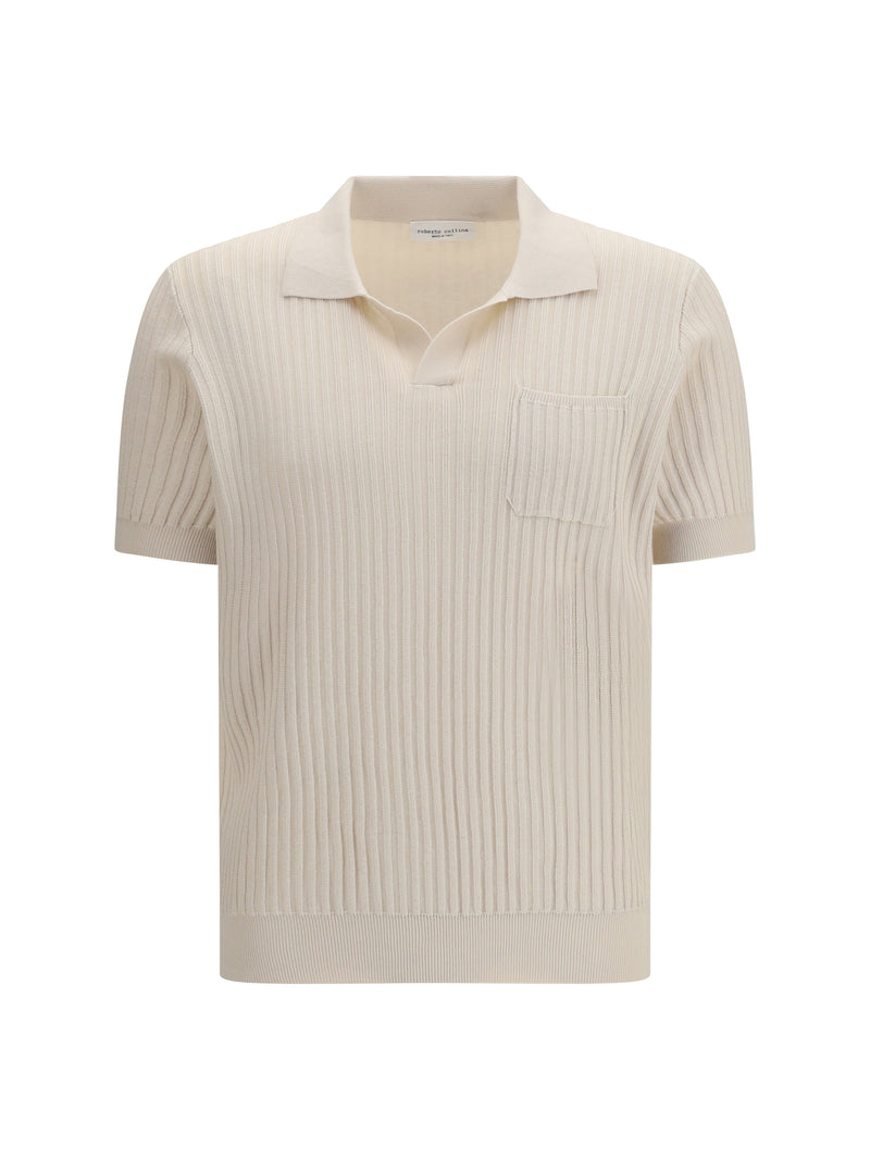 Roberto Collina Roberto Collina Ribbed Polo Ecru - World Class Fashion