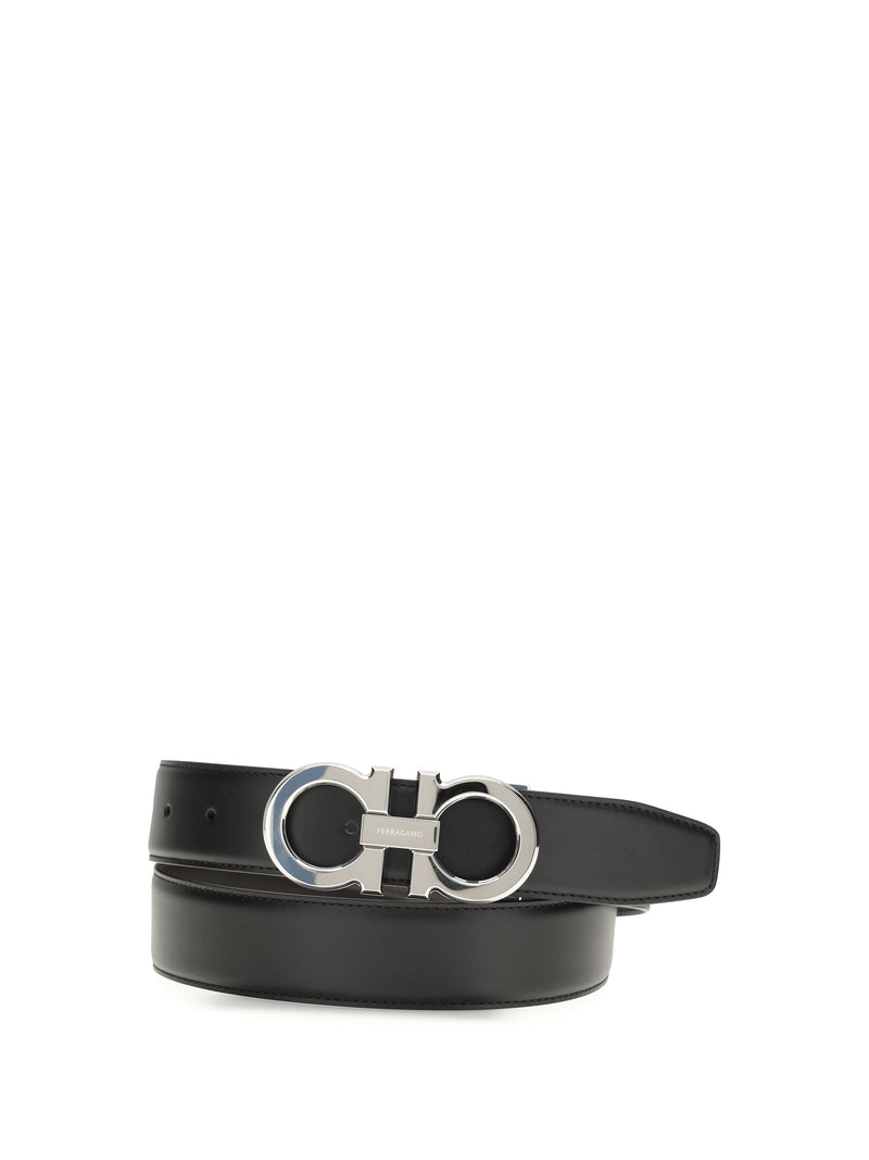 Ferragamo Ferragamo Gancini Leather Belt Black - World Class Fashion