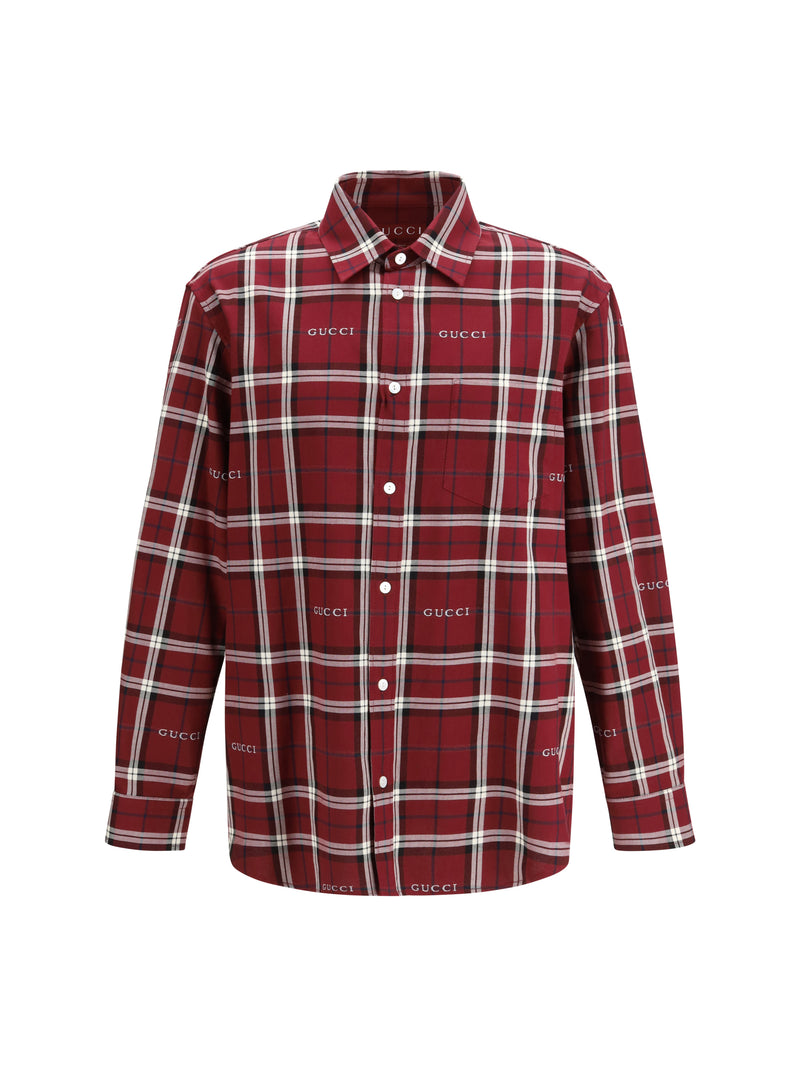 Gucci Gucci Multicolour Tartan Cotton Jacquard Shirt Bordeaux/White - World Class Fashion