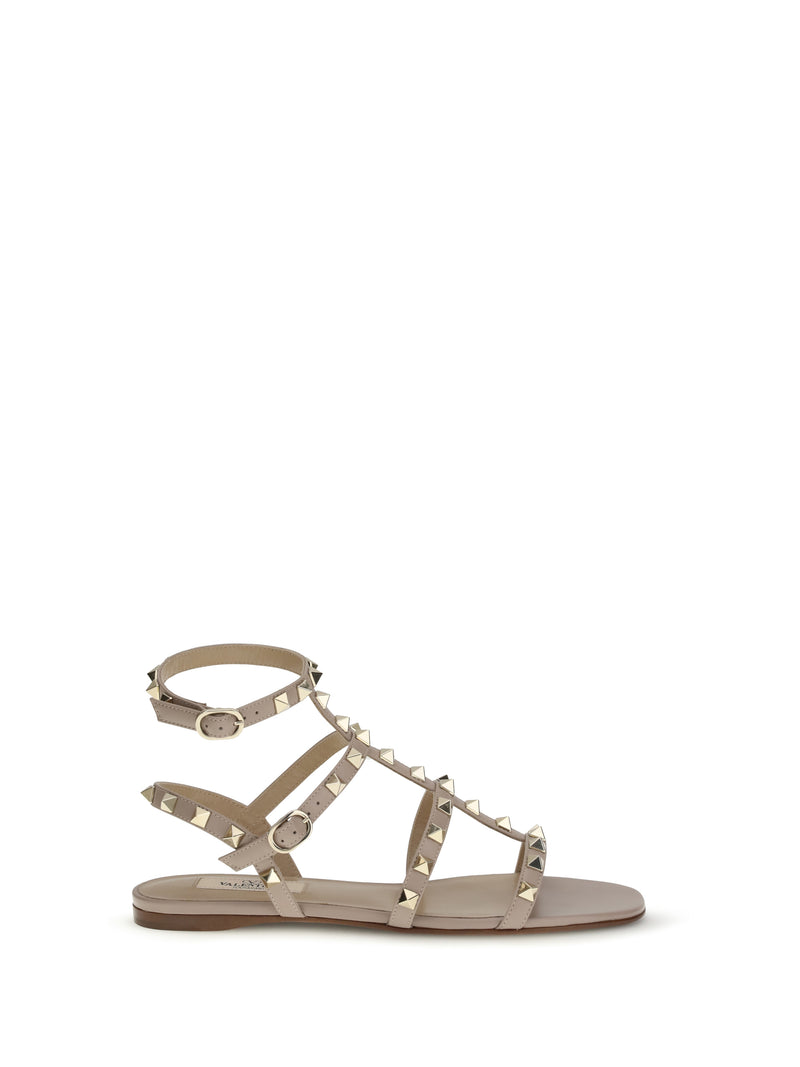 Valentino Garavani Valentino Garavani Rockstud Leather Sandals Poudre - World Class Fashion