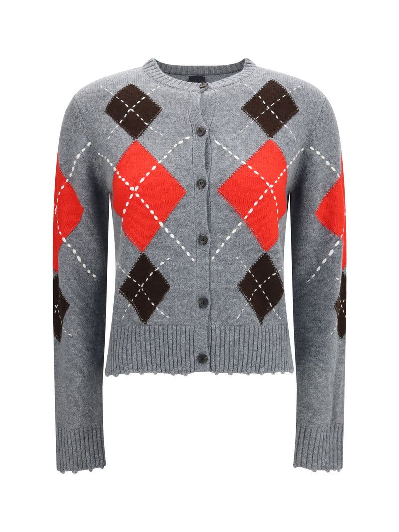 Pinko Pinko Cardiff Diamond Wool Cashmere Cardigan Grey Brown - World Class Fashion