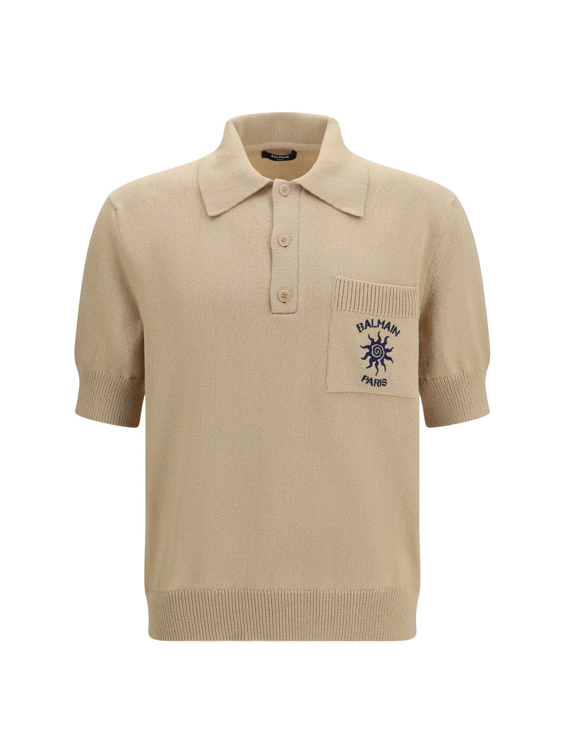Balmain Balmain Cotton Sun-logo Polo Beige Men - World Class Fashion