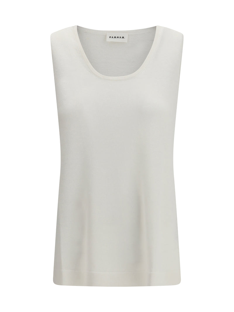 P.a.r.o.s.h. P.a.r.o.s.h. Crew-neck Tank Top Panna - World Class Fashion