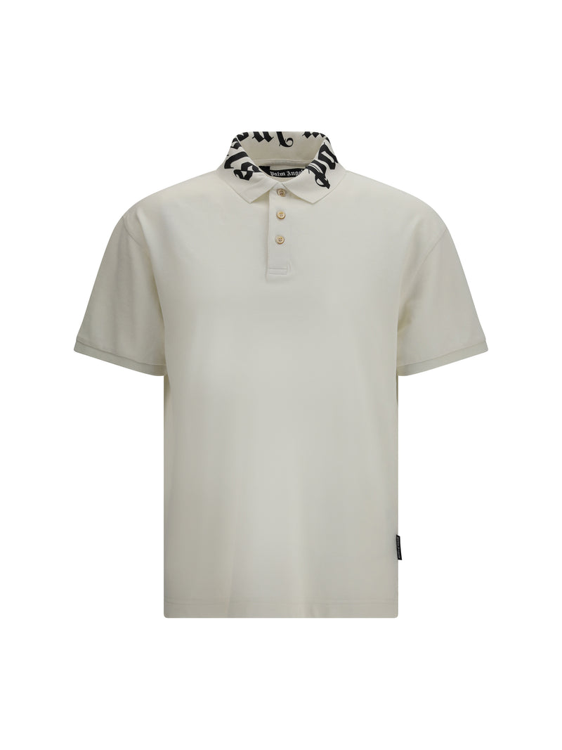 Palm Angels Palm Angels Neck Logo Polo Off White Black - World Class Fashion