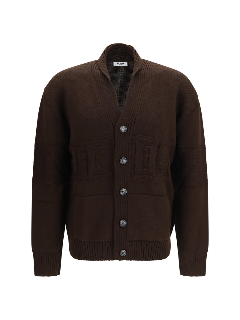 Gcds Gcds Buttoned Logo Cardigan Turkish Coffee Men - World Class Fashion