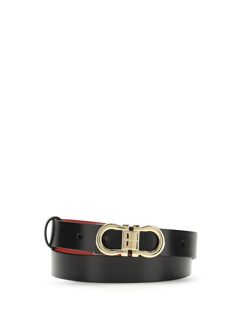Ferragamo Ferragamo Adjustable Reversible Gancini Belt Black - World Class Fashion