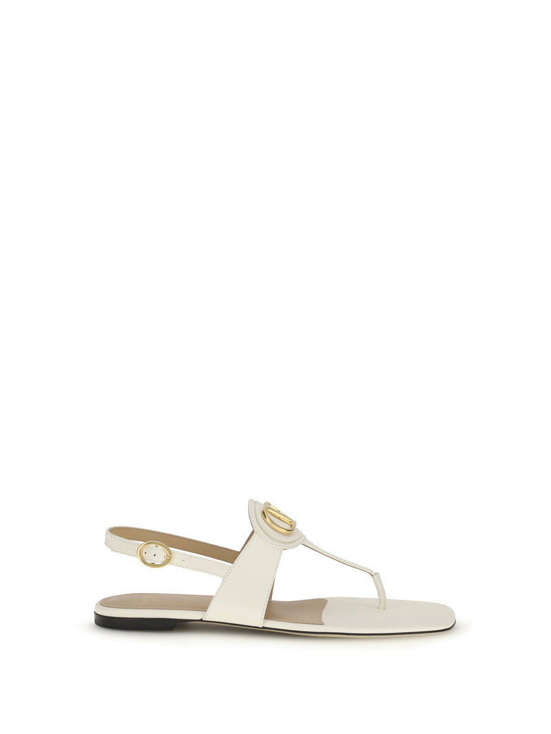 Valentino Garavani Valentino Garavani Leather Thong Sandals Ivory Women - World Class Fashion