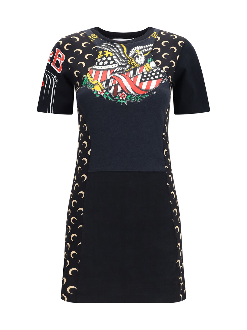 Marine Serre Marine Serre Fitted Recycled Jersey Dress Black - World Class Fashion