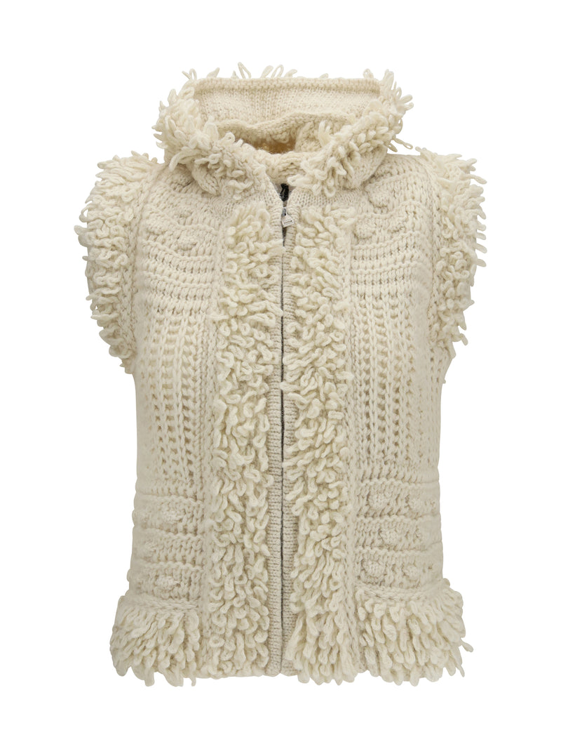 Fendi Fendi Wool and Alpaca Hooded Gilet Avorio - World Class Fashion