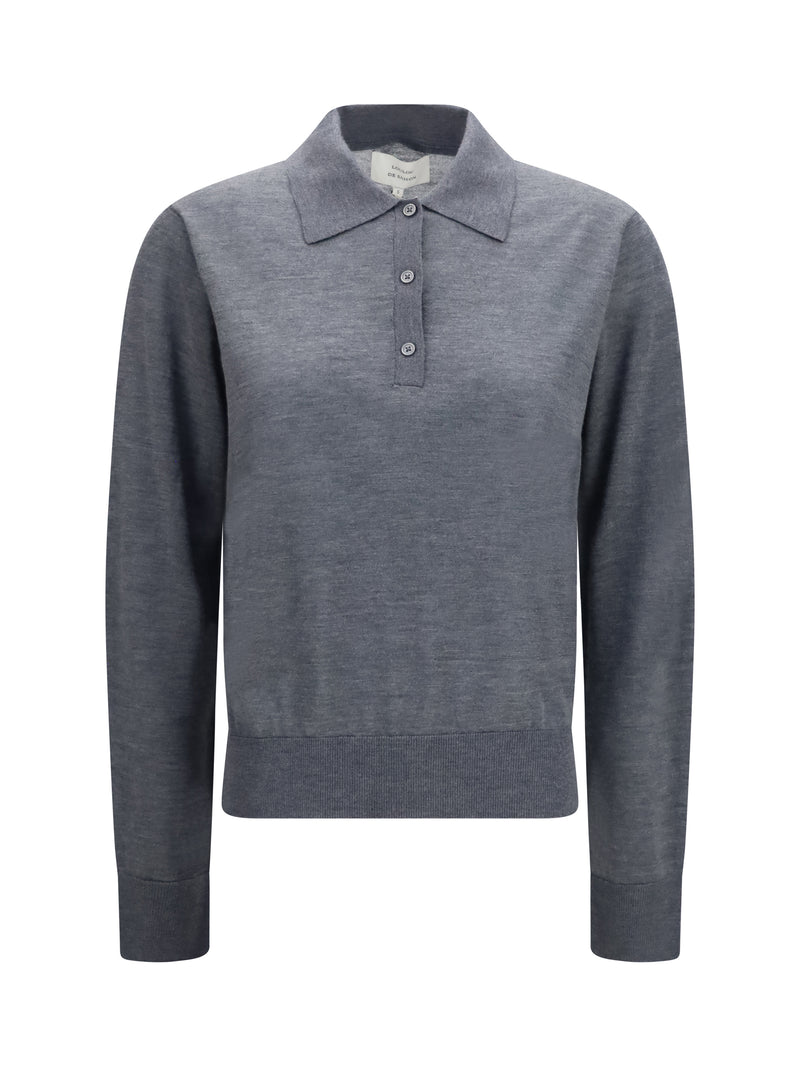 Loulou De Saison Loulou De Saison Miles Long-sleeve Fine-knit Polo - World Class Fashion