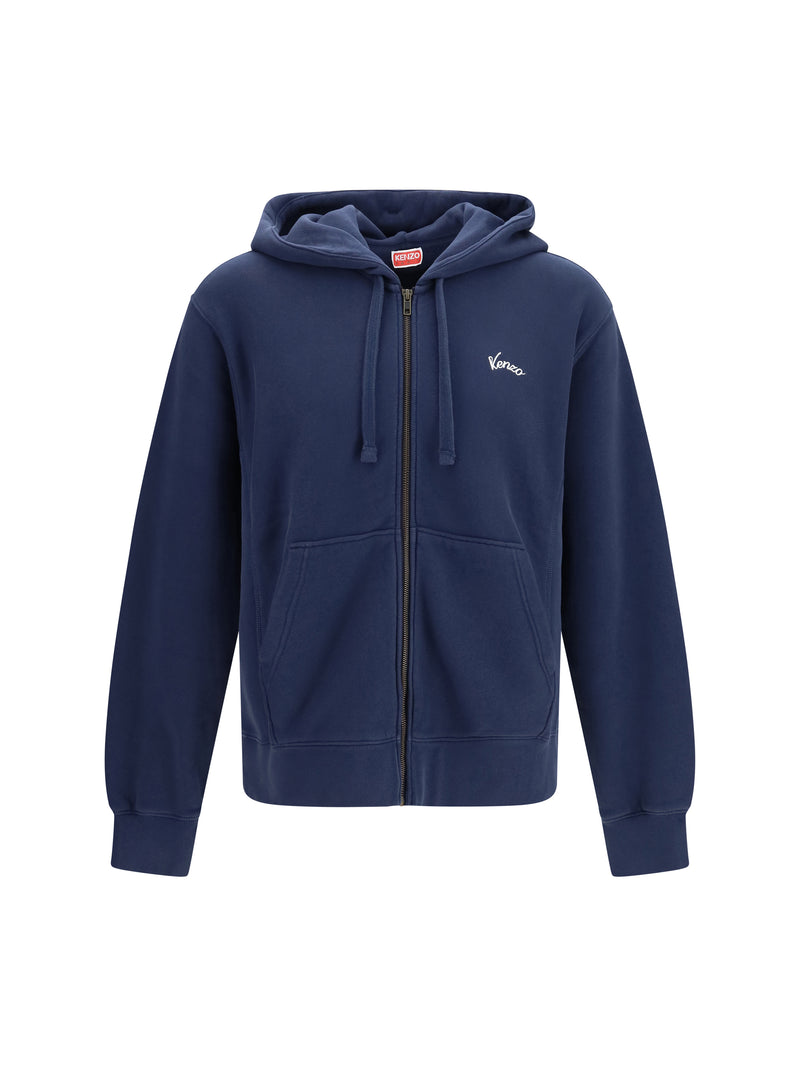 Kenzo Kenzo Eiffel Tower Cotton Hoodie Blue Black Men - World Class Fashion