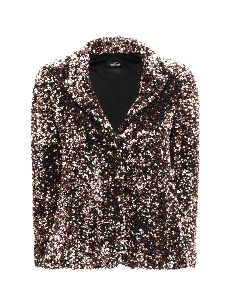 Ella Ella Single-breasted Jacket with Sequins Bronzo - World Class Fashion
