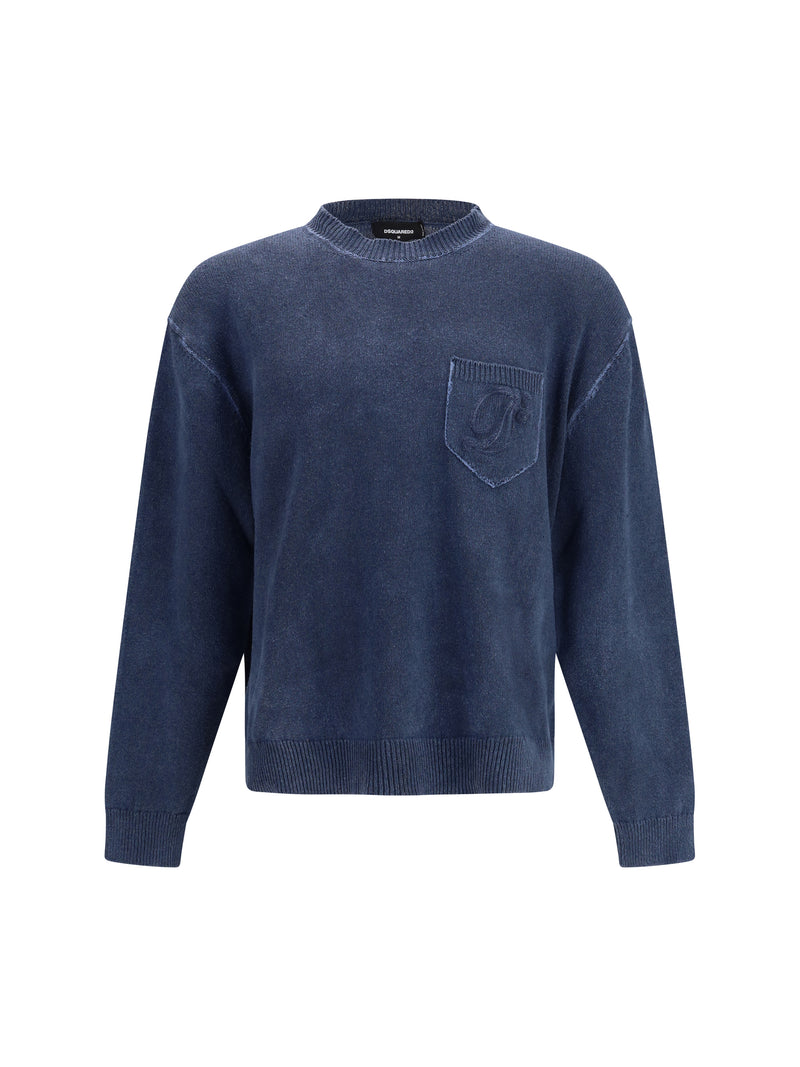 Dsquared2 Dsquared2 Crew Neck Sweater Navy Blue Men - World Class Fashion