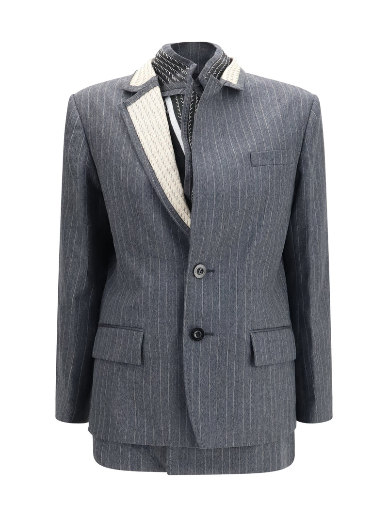 Sacai Sacai Pinstripe Single Breasted Jacket - World Class Fashion