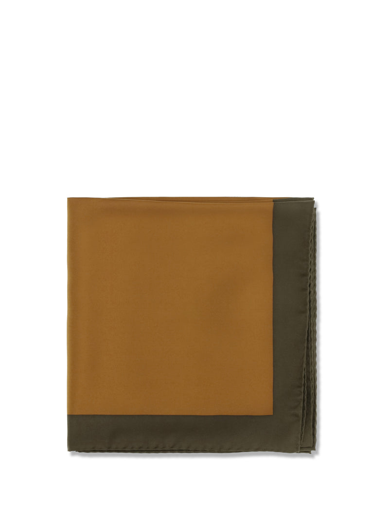 Saint Laurent Saint Laurent Cassandre Square Silk Twill Scarf Ochre/Dark Green - World Class Fashion