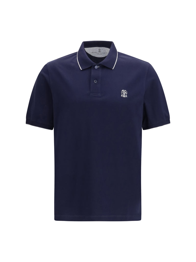 Brunello Cucinelli Brunello Cucinelli Cotton Polo Shirt Cobalto+Grigio - World Class Fashion